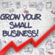 Grow Your Small Business Drawn on White Brick Wall. 3d.